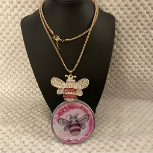 Multi Color Austrian Crystal Enameled Bee Pendant Necklace & mirror in R…